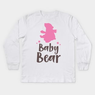 Baby Bear, Bear Cub, Cute Bear, Little Bear - Pink Kids Long Sleeve T-Shirt